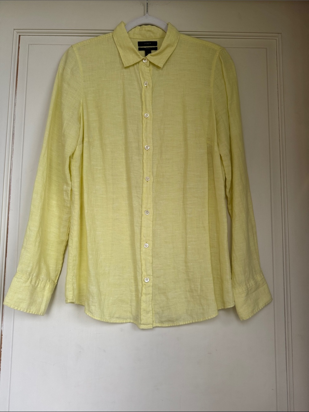 J. Crew Pale Yellow Linen Button-Down Shirt